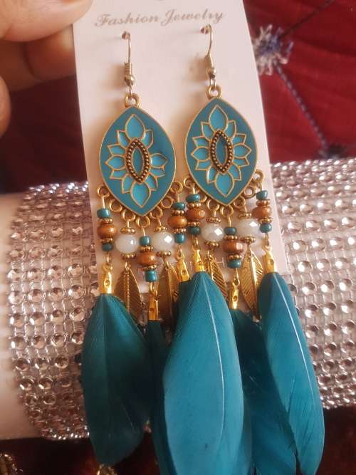 Fashion Bohemian Feather Tassel Dangle Earrings