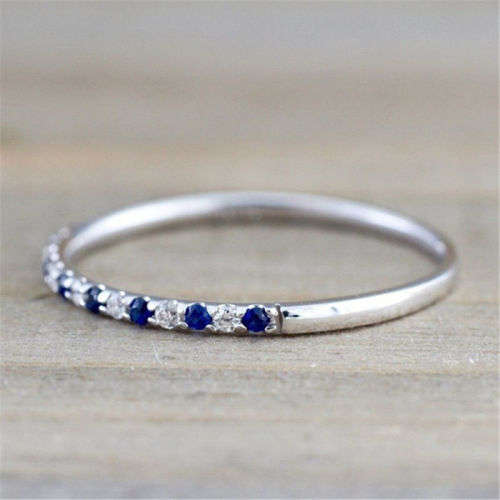 Blue Sapphire Wedding Proposal Party Ring Sz 9