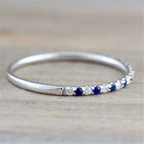 Blue Sapphire Wedding Proposal Party Ring Sz 9