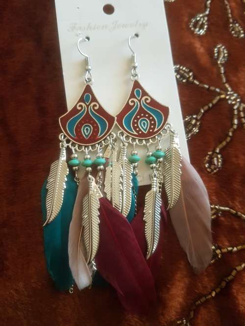 Fashion Bohemian Feather Tassel Dangle Earrings