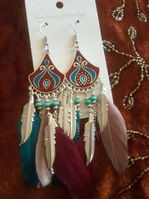 Fashion Bohemian Feather Tassel Dangle Earrings