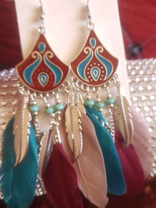 Fashion Bohemian Feather Tassel Dangle Earrings