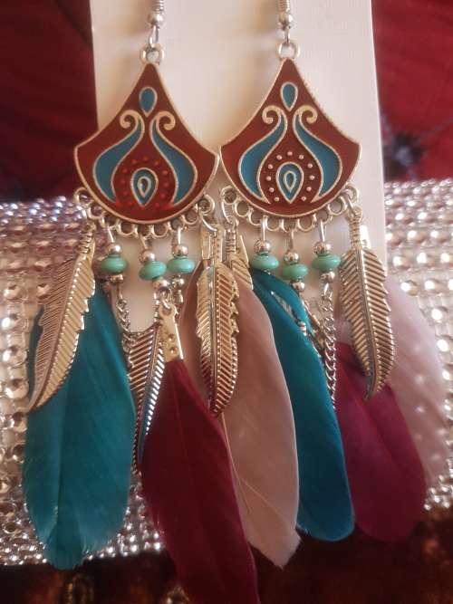 Fashion Bohemian Feather Tassel Dangle Earrings