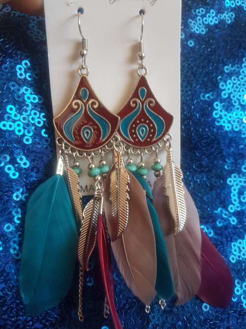 Fashion Bohemian Feather Tassel Dangle Earrings