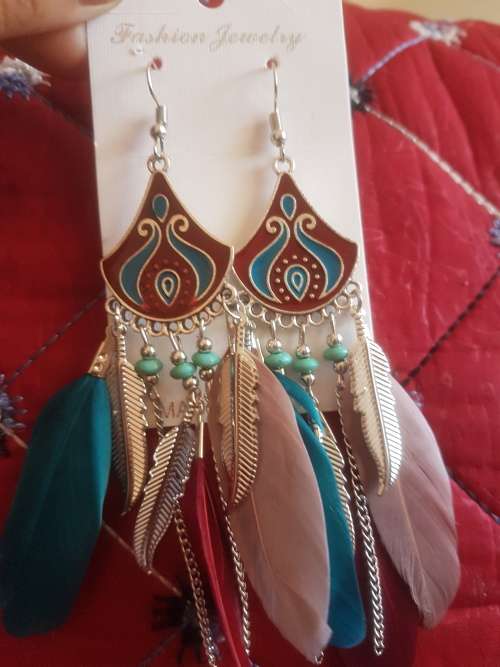 Fashion Bohemian Feather Tassel Dangle Earrings