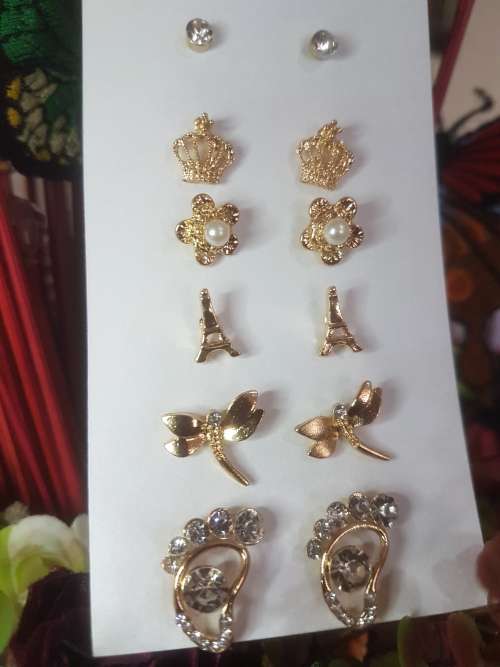6 Pairs/set Vintage Gold Big Round Circle Hoop Dangle Earrings