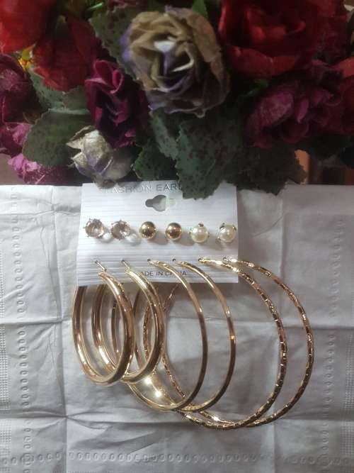 6 Pairs/set Vintage  Big Round Circle Hoop Dangle Earrings