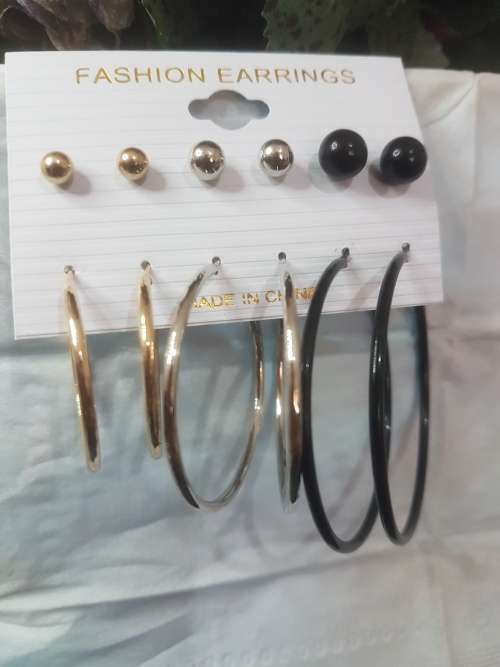 6 Pairs/set Vintage  Big Round Circle Hoop Dangle Earrings