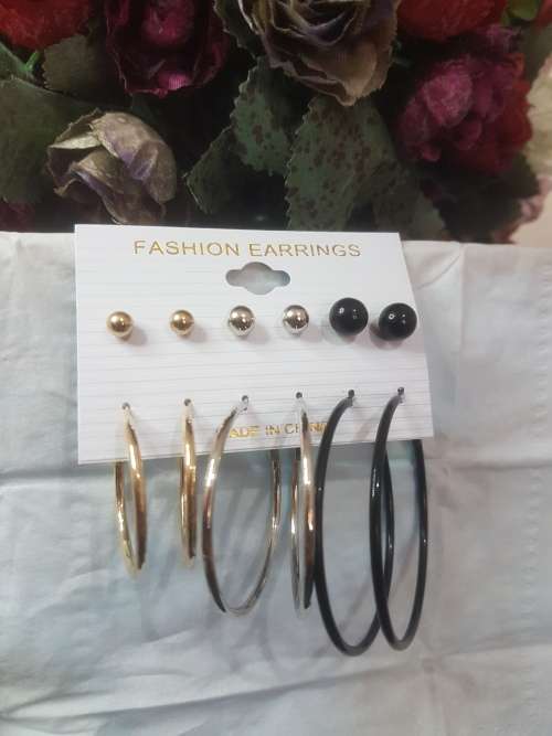 6 Pairs/set Vintage  Big Round Circle Hoop Dangle Earrings
