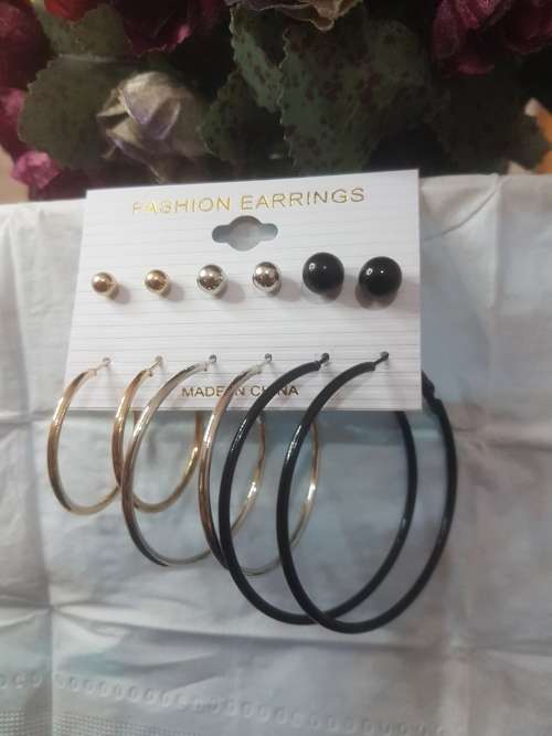 6 Pairs/set Vintage  Big Round Circle Hoop Dangle Earrings