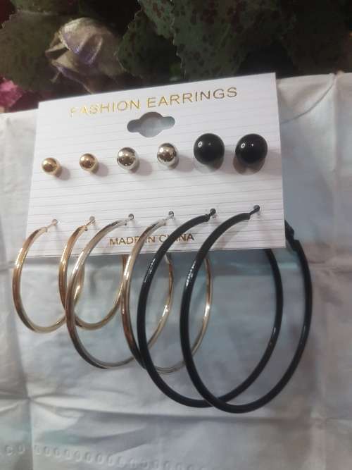 6 Pairs/set Vintage  Big Round Circle Hoop Dangle Earrings