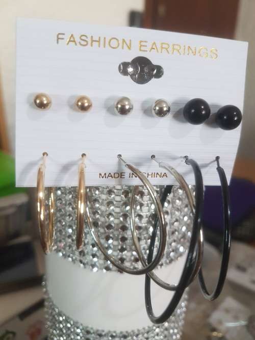 6 Pairs/set Vintage  Big Round Circle Hoop Dangle Earrings