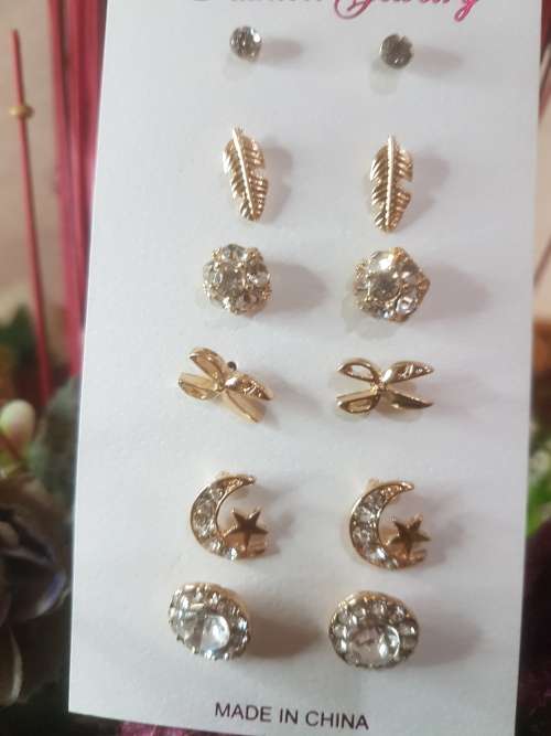 6 Pairs/set Vintage Gold Big Round Circle Hoop Dangle Earrings