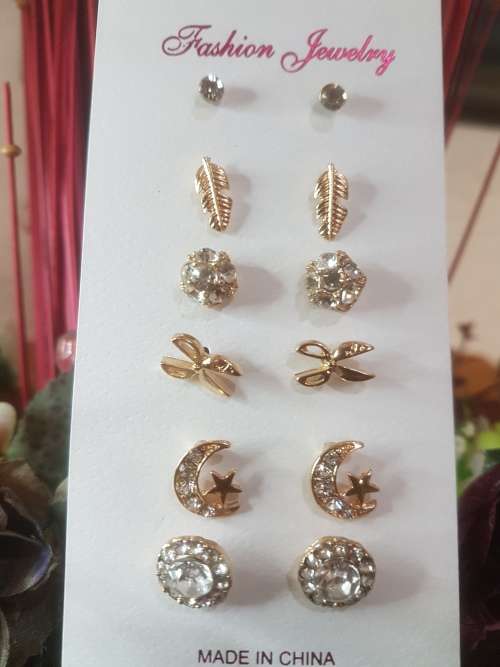 6 Pairs/set Vintage Gold Big Round Circle Hoop Dangle Earrings