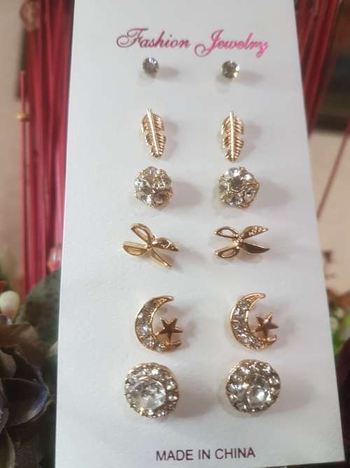 6 Pairs/set Vintage Gold Big Round Circle Hoop Dangle Earrings
