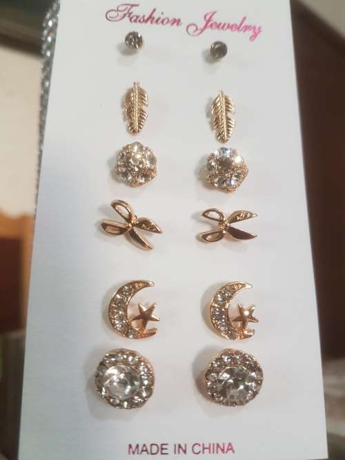 6 Pairs/set Vintage Gold Big Round Circle Hoop Dangle Earrings