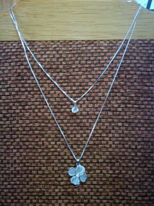 Long Sweater Chain Silver Colored Crystal Flower Fashion Necklace