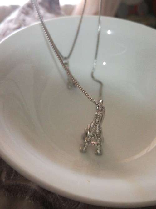 Long Sweater Double Chain Silver Colored Crystal Eiffel Tower Fashion Necklace