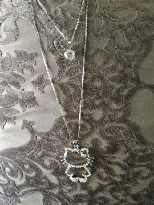 Long Sweater Hello Kitty Chain Silver Colored Fashion Necklace