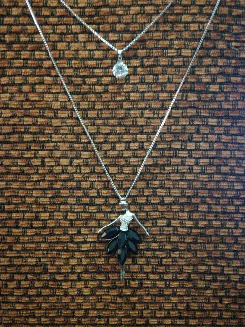 Long Double Layer Sweater Ballerina in Black Dress Fashion Necklace