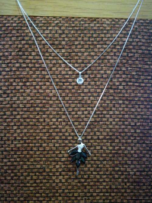 Long Double Layer Sweater Ballerina in Black Dress Fashion Necklace