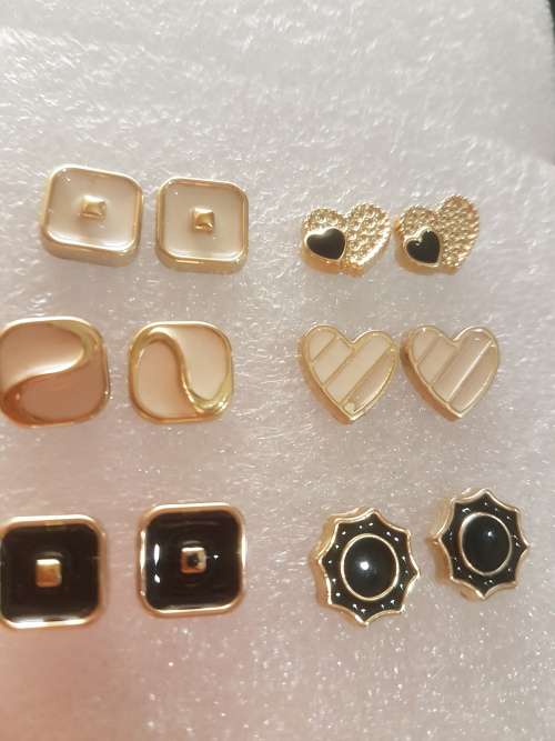 12 Pairs/set Vintage Gold Big Round Circle Hoop Dangle Earrings