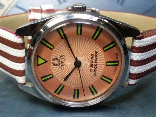 Vintage TITUS Swiss Made Mechanical Handwinding Movement Mens Wrist Watch