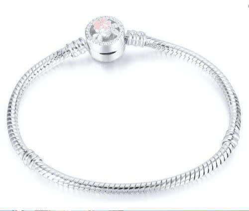 Silver Snake Chain Bracelets Bangle suit European Charm Beads 17cm