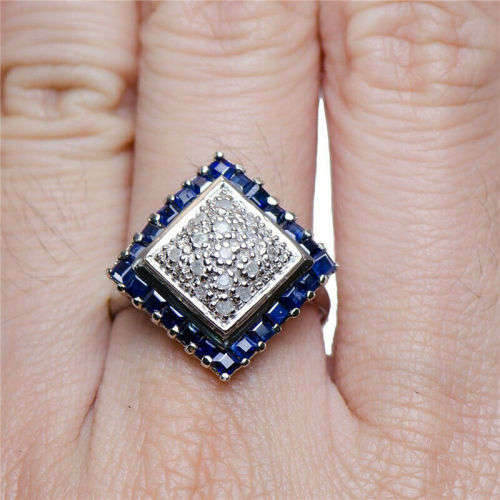Exquisite Silver White Gemstones Bride Wedding Ring Size 9