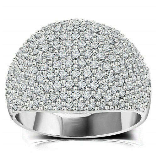 Exquisite Silver White Gemstones Bride Wedding Ring Size 9