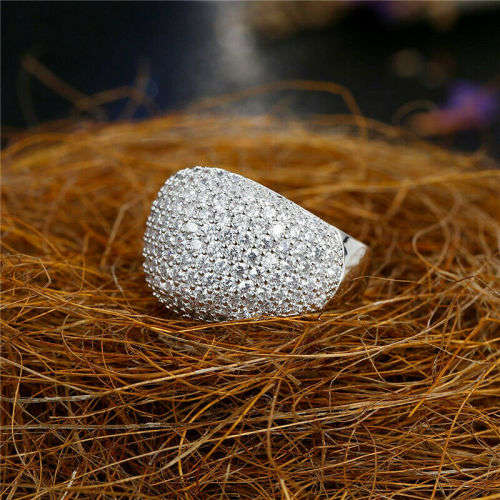 Silver Blue Gemstone Ring Wedding Fine Jewelry Size 7