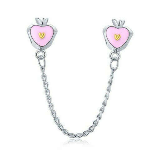 Sterling Silver Beads CZ Safety Chain Charms Fit Necklace Bracelet