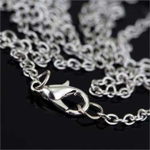 Heart Key Blue Crystal Rhinestone Silver Chain