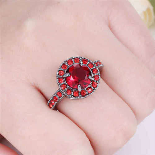 10k Black gold filled Red Ruby Wedding Ring size 9