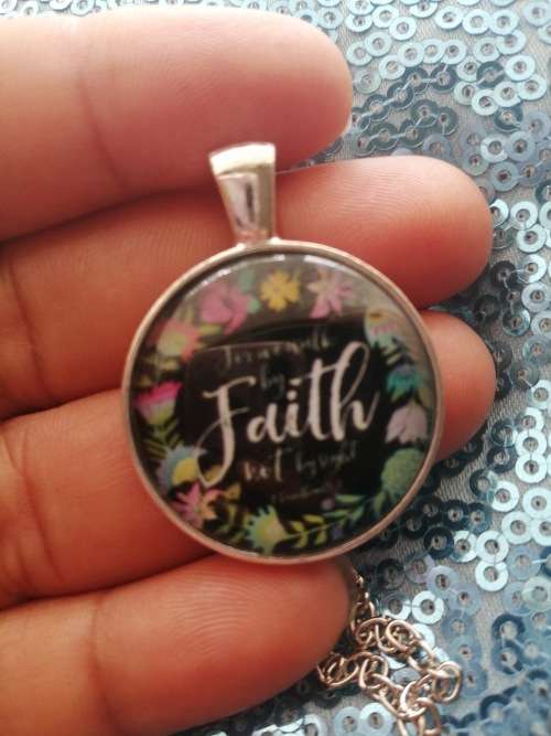 Faith........ Cabochon Glass Necklace