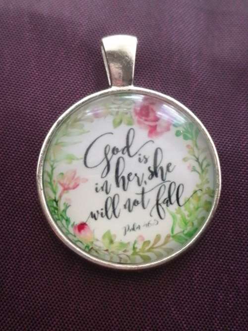 "God Is In Her " Bible Verse Chain Necklace,Quote Necklace