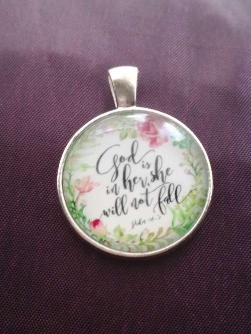 "God Is In Her " Bible Verse Chain Necklace,Quote Necklace