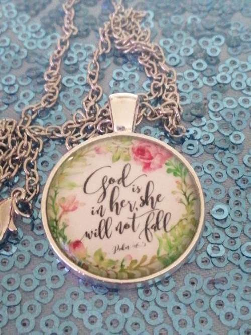 "God Is In Her " Bible Verse Chain Necklace,Quote Necklace