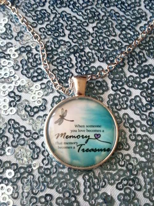 When Someone You Love Become A Memory.... - Silver Chain Cabochon Glass Necklace