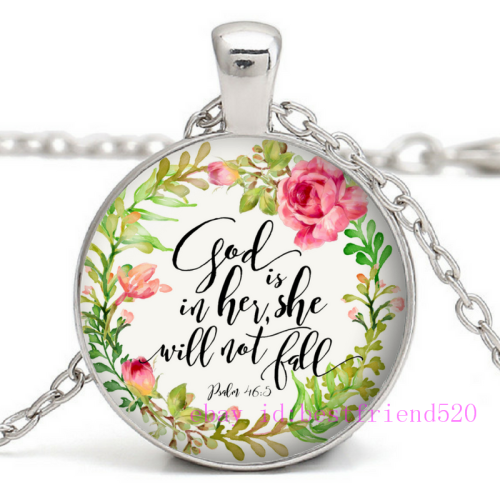 "God Is In Her " Bible Verse Chain Necklace,Quote Necklace