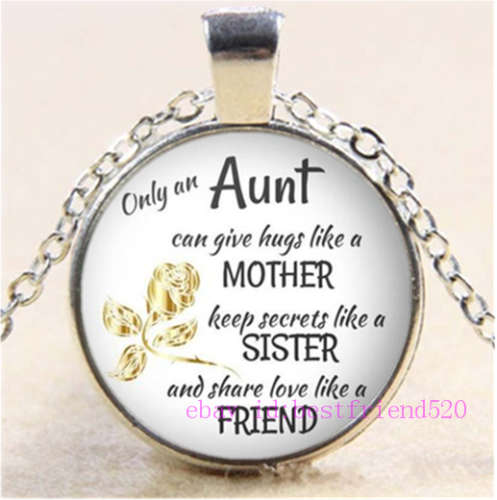 "Only an Aunt ......." Cabochon Glass Silver Pendant Necklace