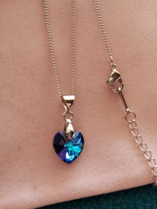 GENUINE Heart Necklaces Pendant Crystals From SWAROVSKI - Deep Crystal Blue
