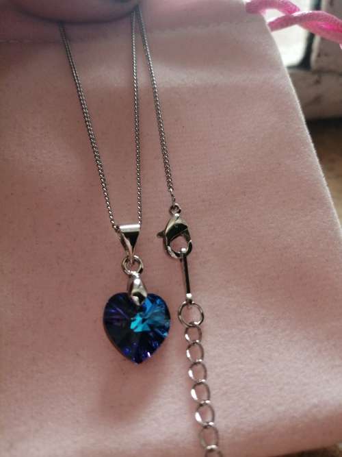 GENUINE Heart Necklaces Pendant Crystals From SWAROVSKI - Deep Crystal Blue