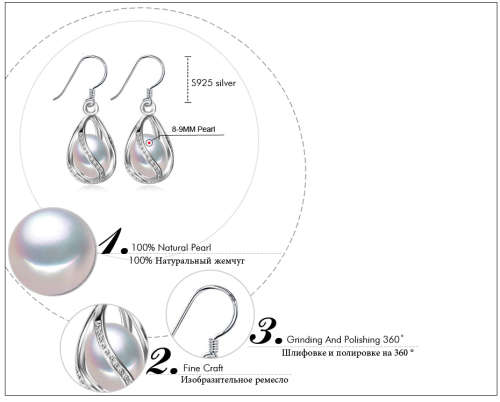 100% GENUINE PEARL & Solid 925 Sterling Silver Genuine Earring - Purple