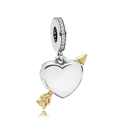 Silver Crystal Open Heart Locket Charm European Spacer Beads Fit Necklace Bracelet