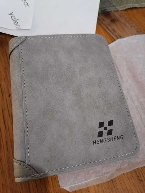 Vintage Designer Matte Leather Trifold Purse Card Holder - Gray