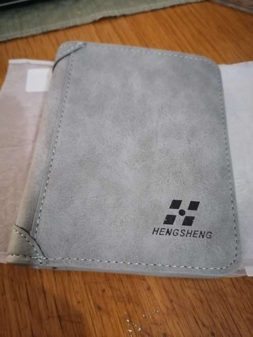 Vintage Designer Matte Leather Trifold Purse Card Holder - Gray