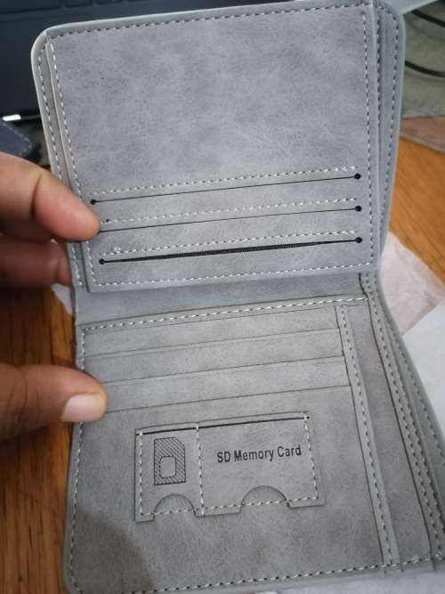 Vintage Designer Matte Leather Trifold Purse Card Holder - Gray