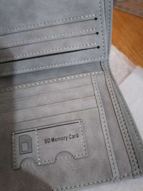 Vintage Designer Matte Leather Trifold Purse Card Holder - Gray