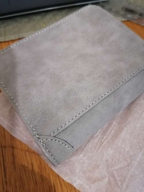 Vintage Designer Matte Leather Trifold Purse Card Holder - Gray